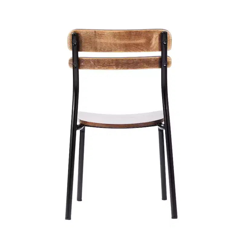 Lot de 2 chaises de salle à manger commerciales en bois massif avec piétement métallique et finition antique