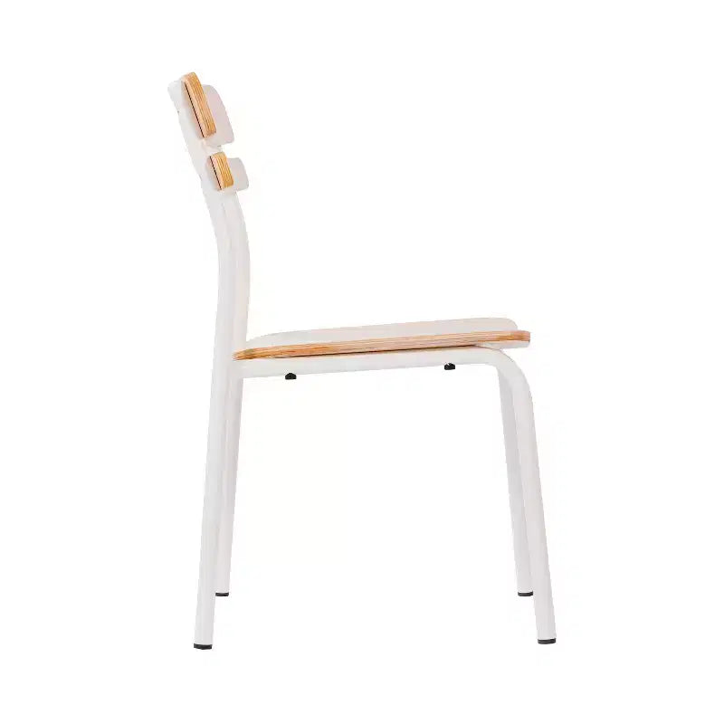 Lot de 2 chaises de salle à manger commerciales en bois massif avec piétement métallique et finition antique