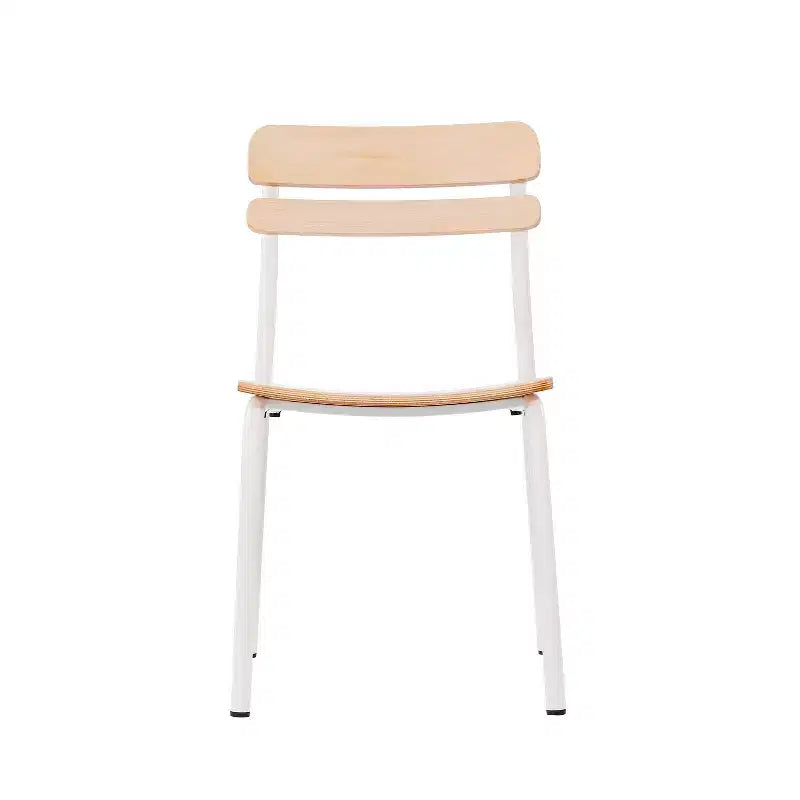 Lot de 2 chaises de salle à manger commerciales en bois massif avec piétement métallique et finition antique
