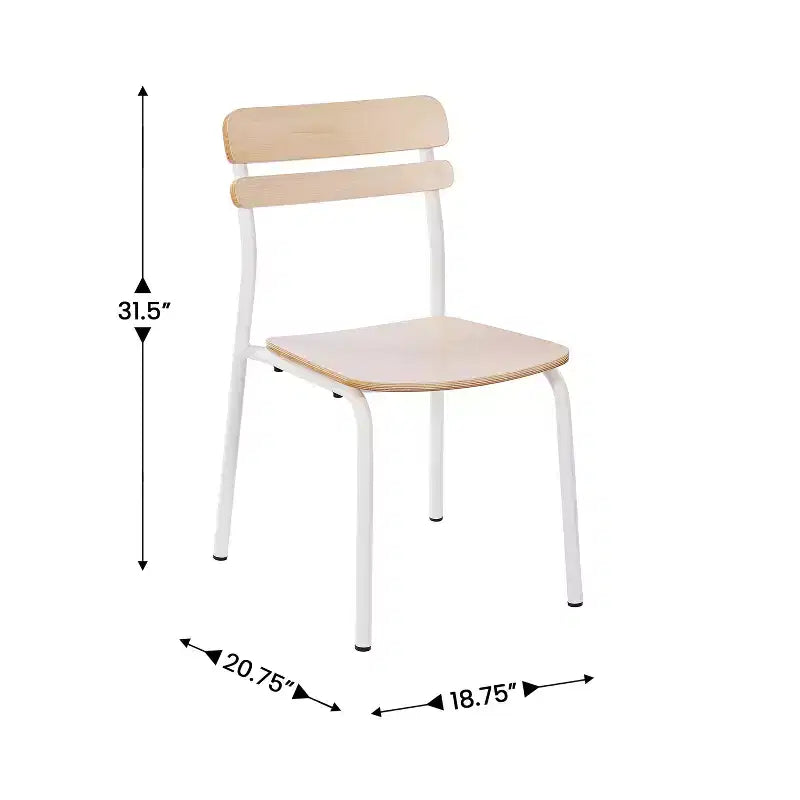 Lot de 2 chaises de salle à manger commerciales en bois massif avec piétement métallique et finition antique