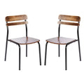 Lot de 2 chaises de salle à manger commerciales en bois massif avec piétement métallique et finition antique