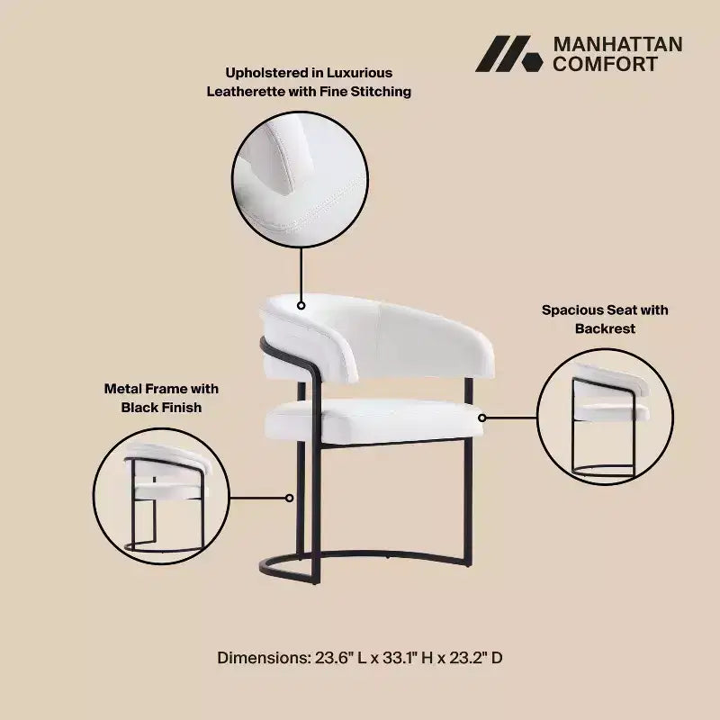 Chaise de salle à manger moderne tapissée de similicuir