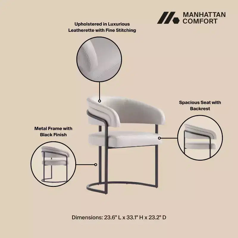Chaise de salle à manger moderne tapissée de similicuir